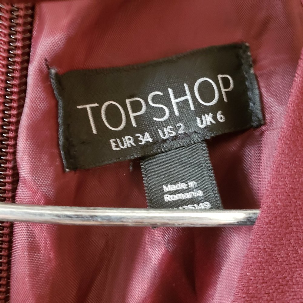 *SOLD Topshop Burgundy Plunging Neckline Jumpsuit 2 - Picture 7 of 8